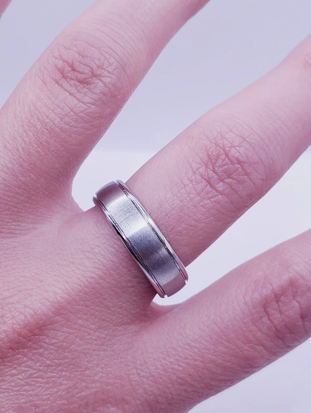 Men's Brushed Silver Tungsten Comfort-Fit Wedding Band Unisex Ring